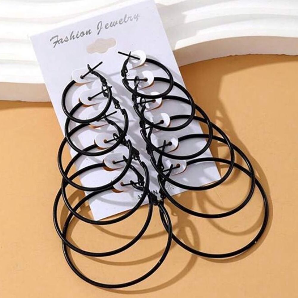 3for$20 HUGE DEAL 6 Pairs Of Black Metal Earrings With Large Circles